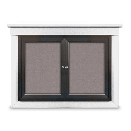 United Visual Products 48"x36" 2-Door Enclosed Letterboard, Header, Black Vinyl/Cherry UV2624HD-CHERRY-LICORI